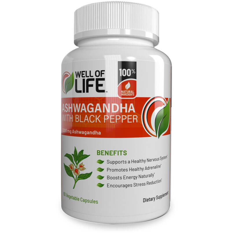 The Well of Life's Ashwaganda capsules with Added Black Pepper.