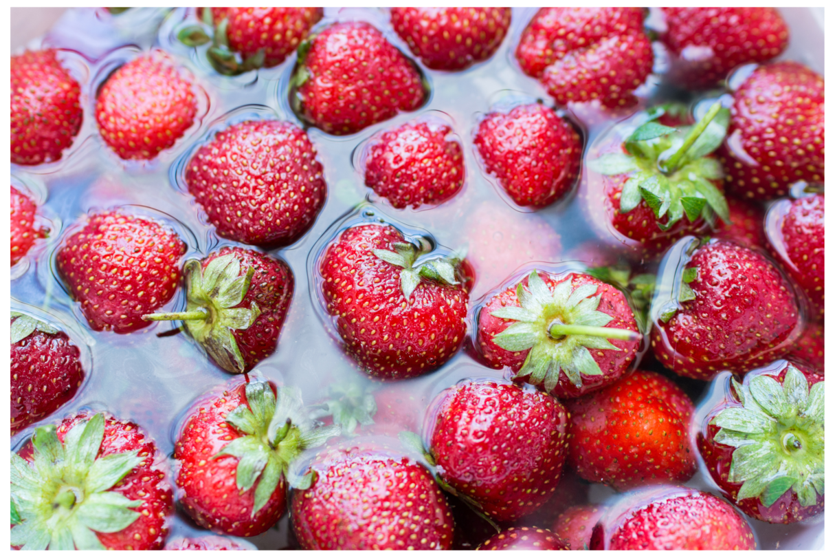 Soaking of fruit and vegetables may reduce pesticide residuals.