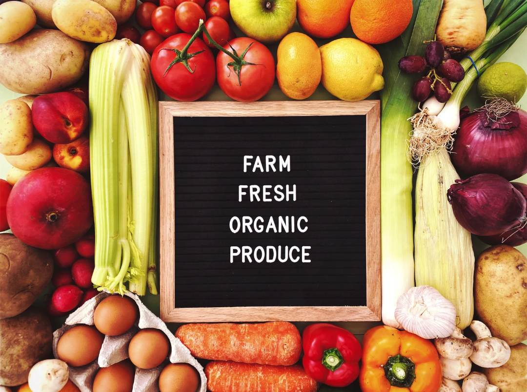 Organic produce has no pesticide residuals as it is grown in a natural state with specific guidelines.